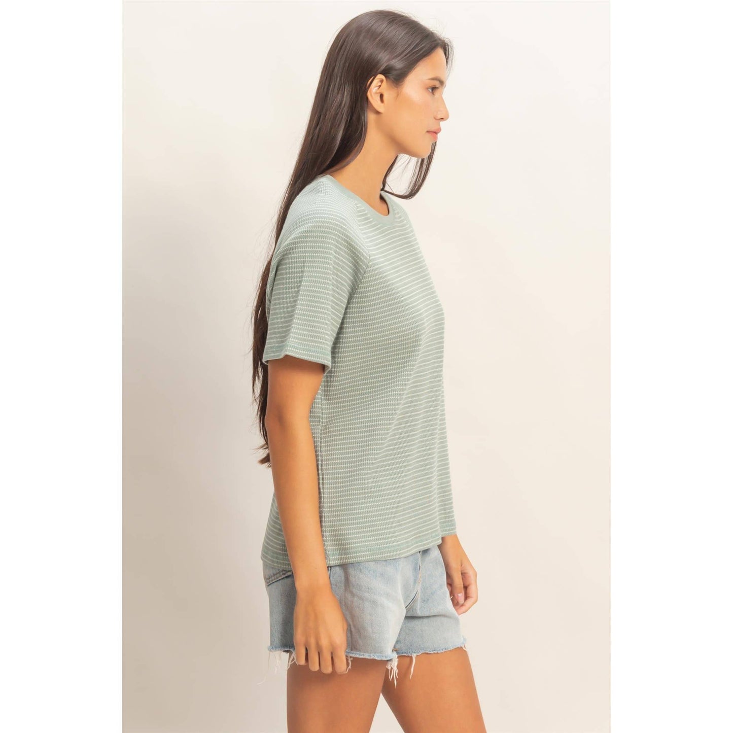 Striped thermal tee