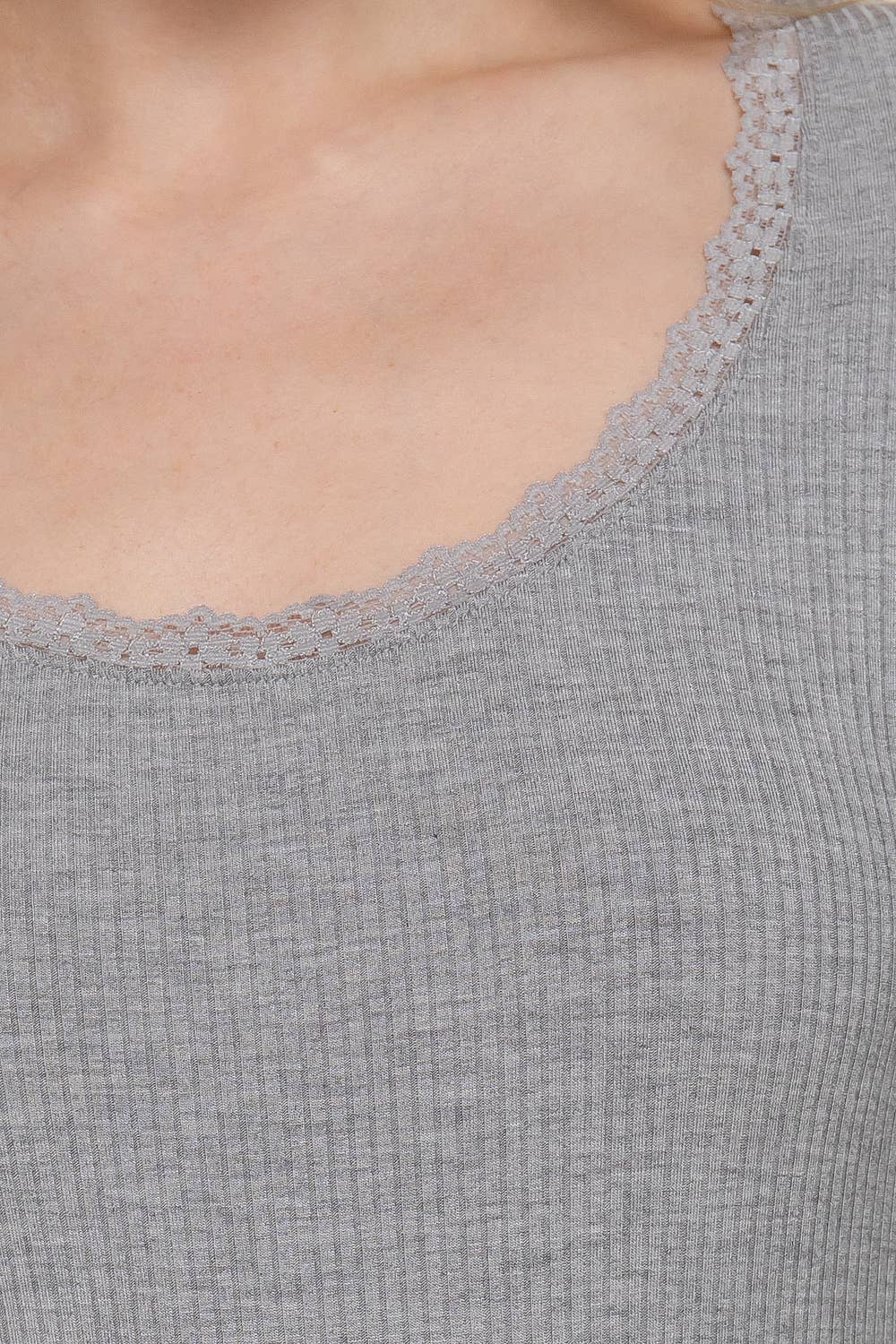 Lace trim long sleeve