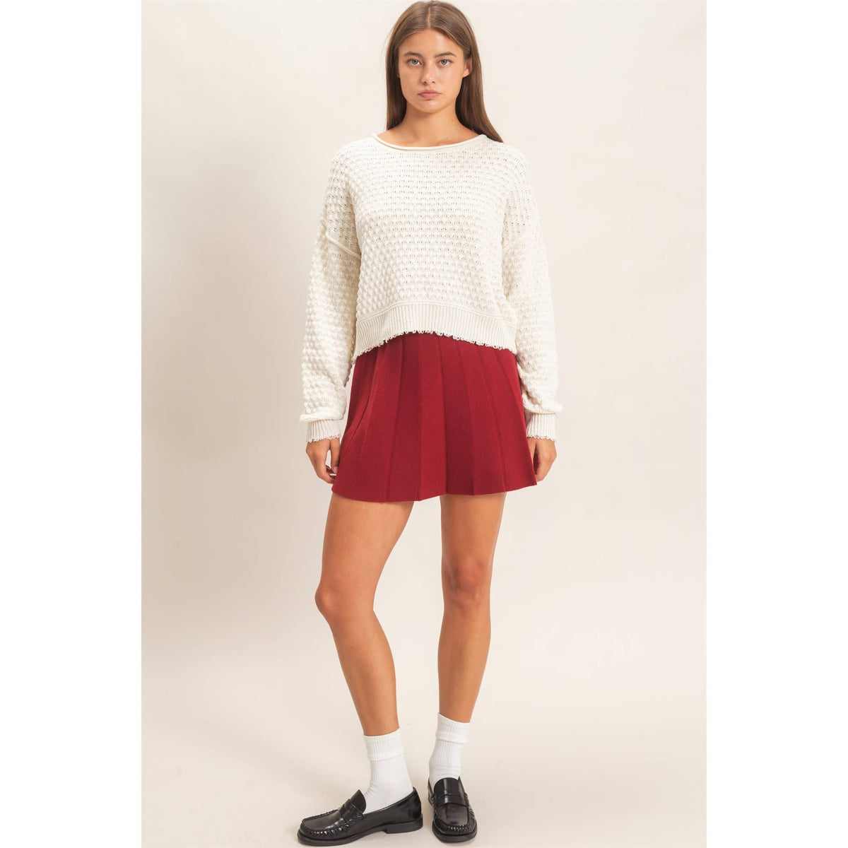 Boat Neck distressed Sweater