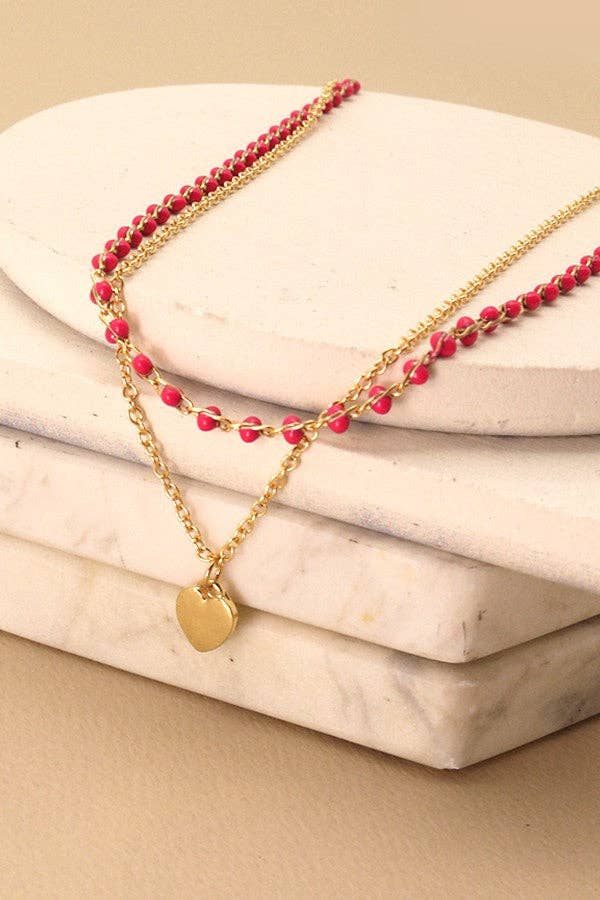 HEART BEADED LAYER NECKLACE | 47N19624