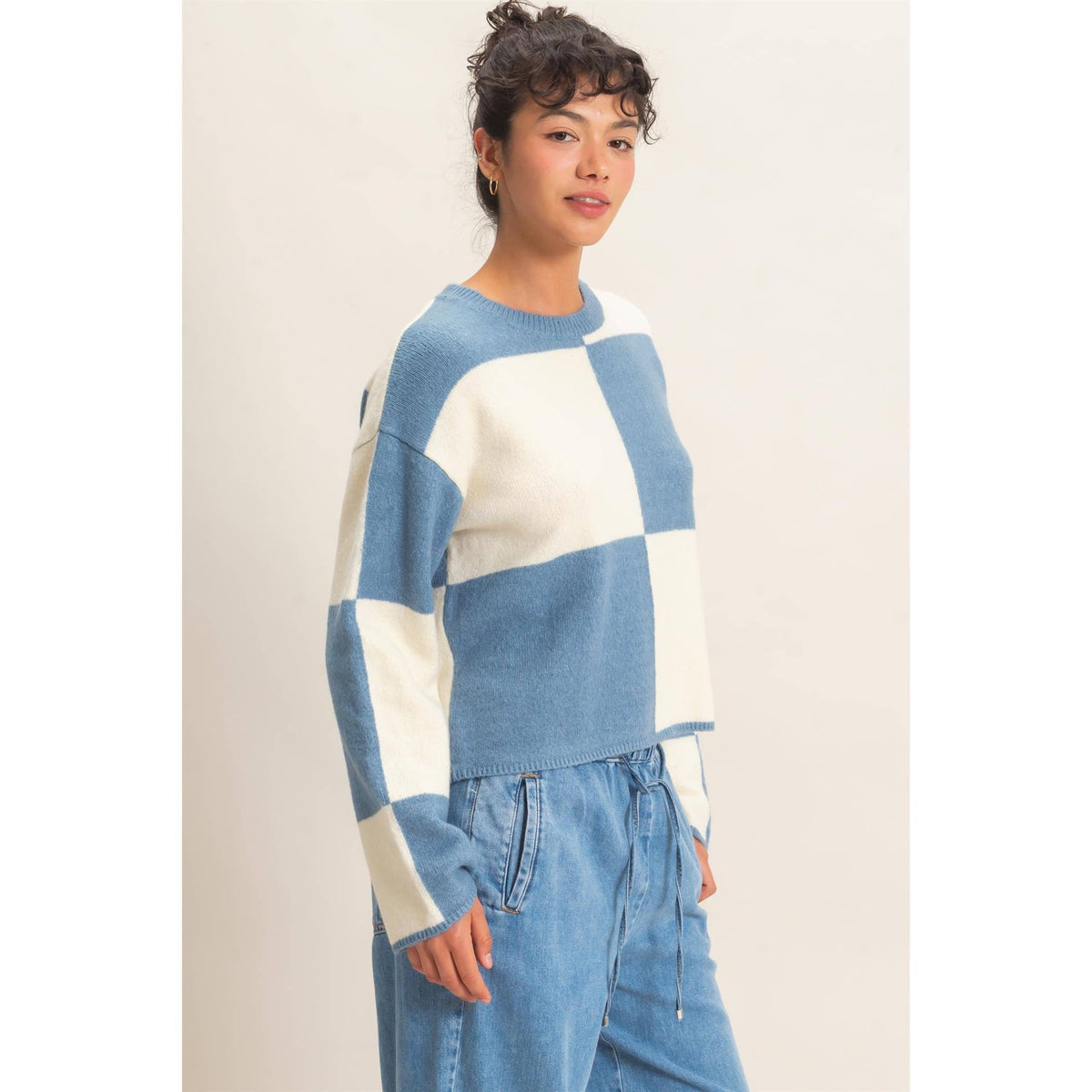Sage Checkered Sweater
