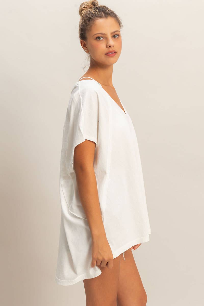 Oversized V-Neck Mineral Washed Top