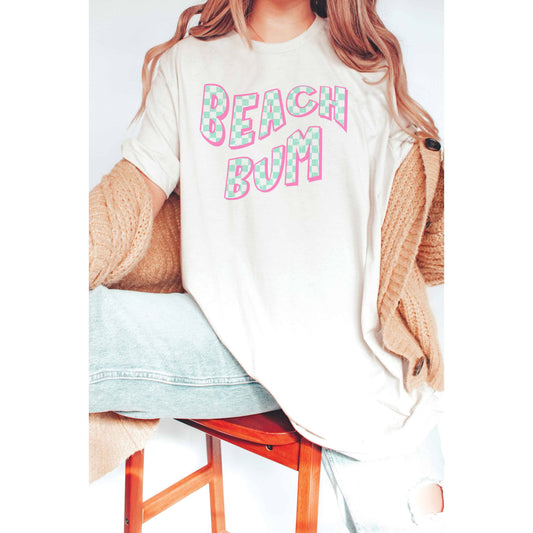 CHECKERED BEACH BUM Graphic Tee
