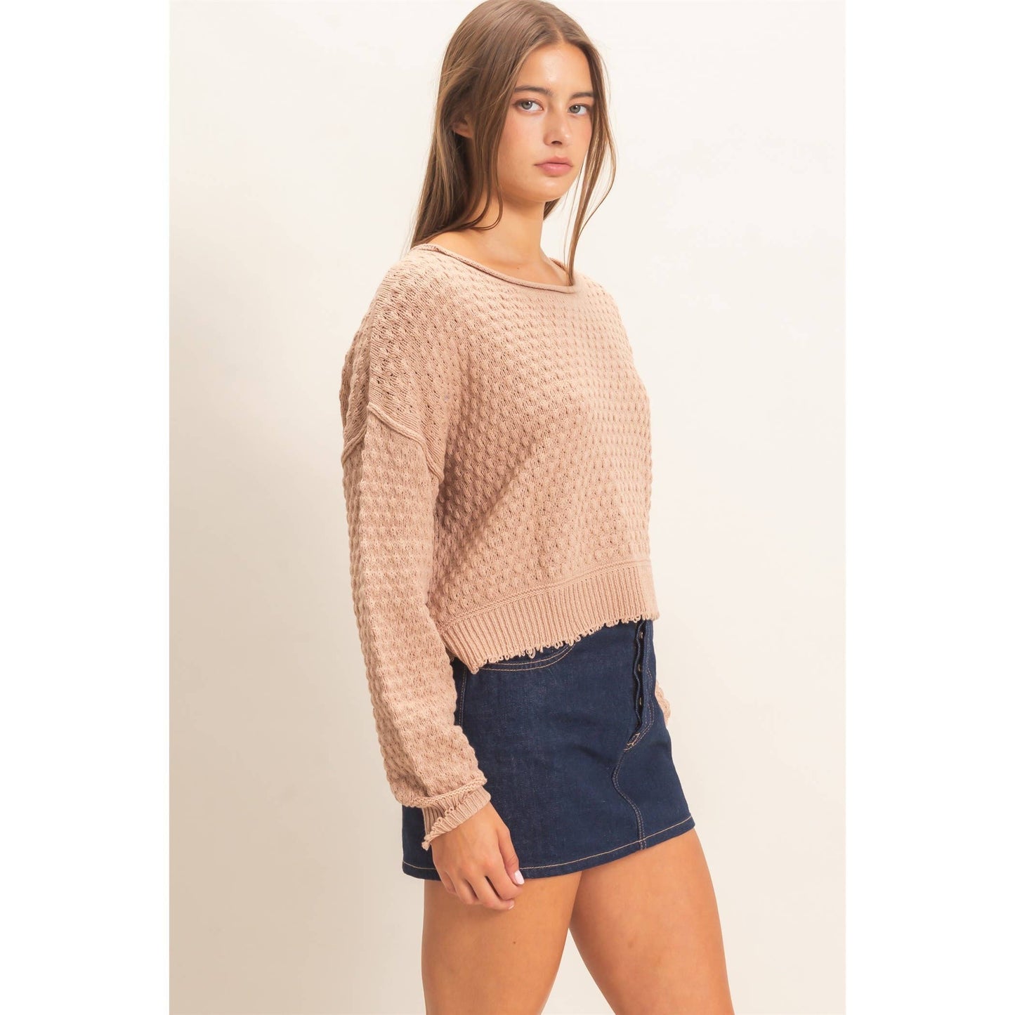 Boat Neck distressed Sweater