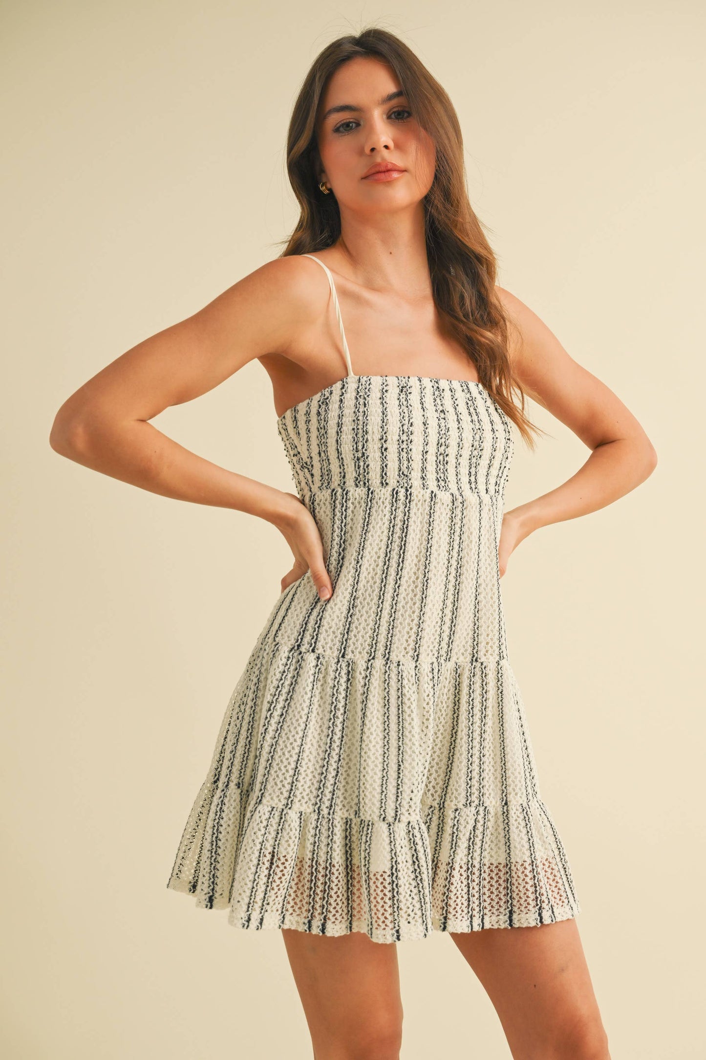 CROCHET LACE SMOCKED TOP ROMPER