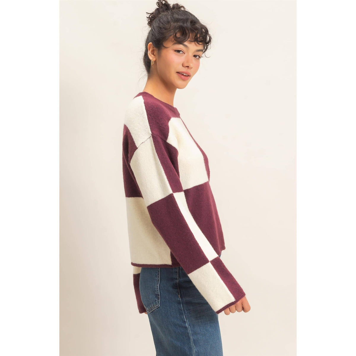 Sage Checkered Sweater