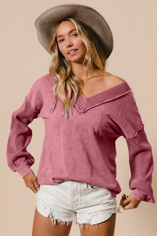 Mauve V neck sweater