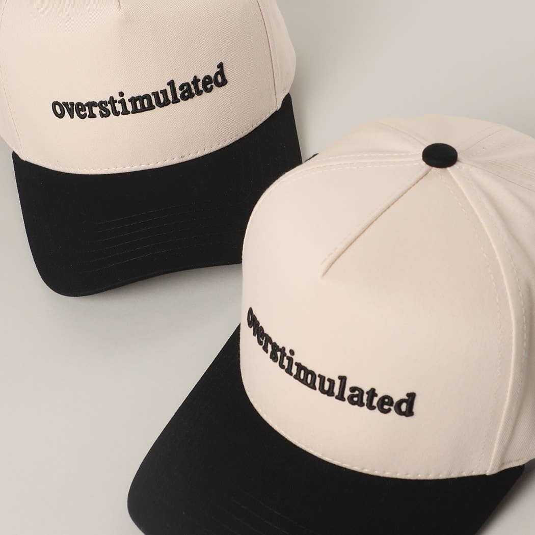 OVERSTIMULATED 3D Letter Embroidered Two-Tone Trucker Hat