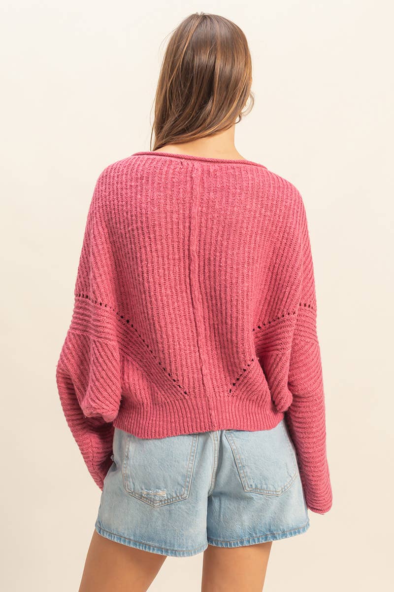 Berry Drop Sleeve Sweater