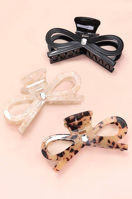 LARGE CUTE BOW RIBBON RHINESTONE HAIR CLAW CLIPS | 40H810