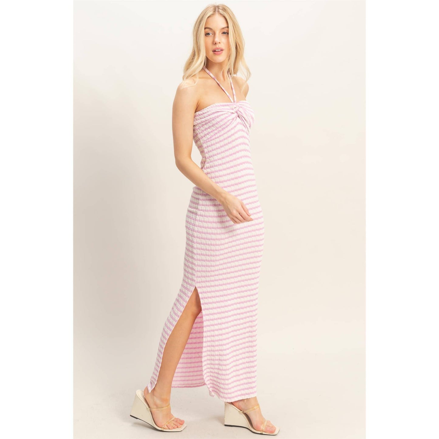 Halter Twist Midi Dress