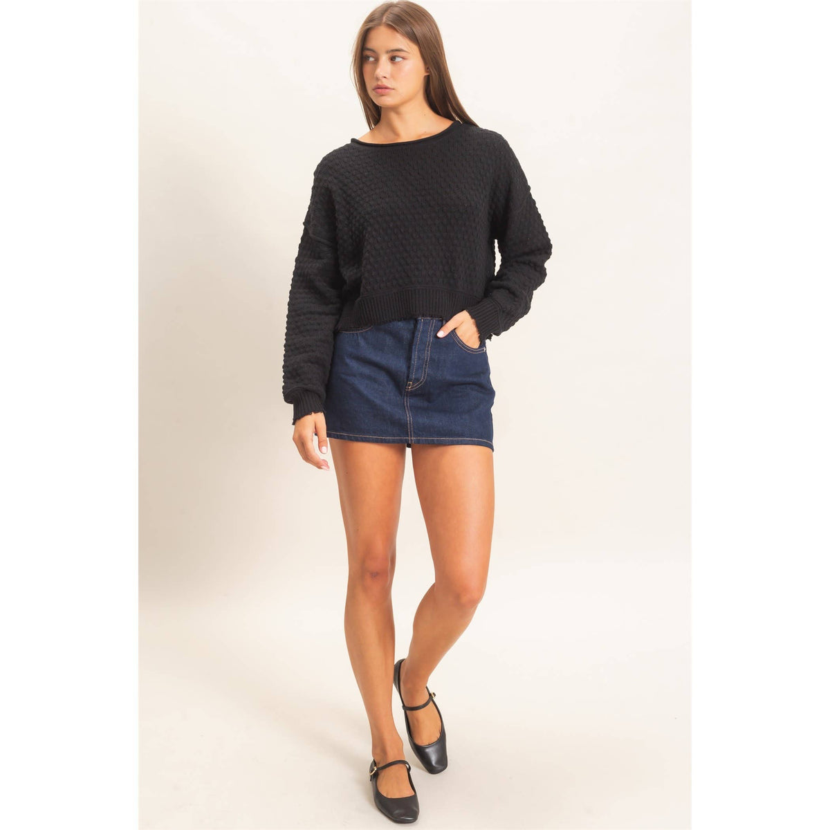 Boat Neck distressed Sweater