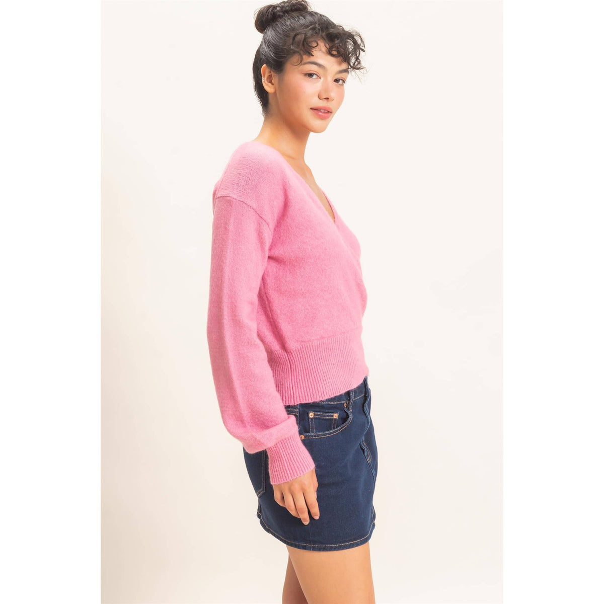 Wrap V Neck Sweater
