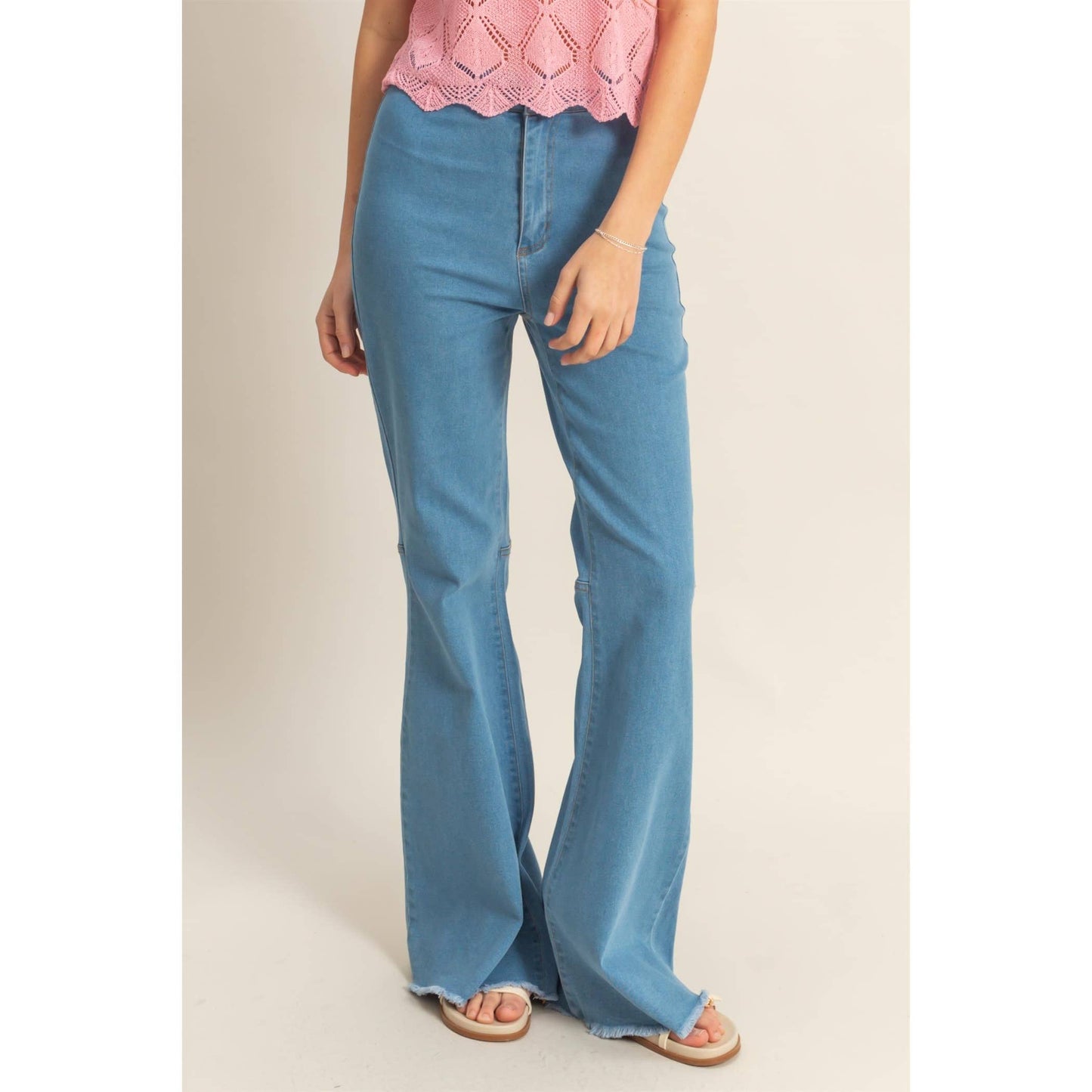 High-Waist  Denim Flared Pants