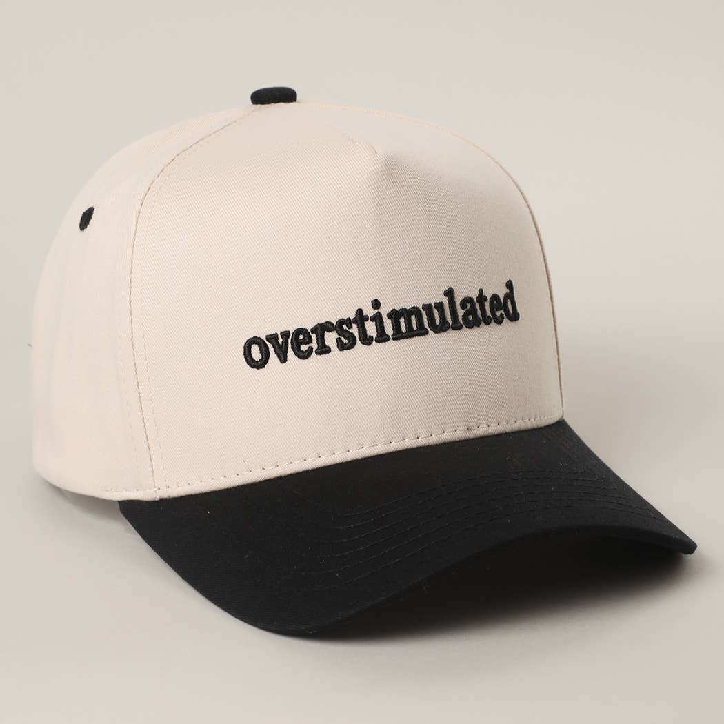 OVERSTIMULATED 3D Letter Embroidered Two-Tone Trucker Hat
