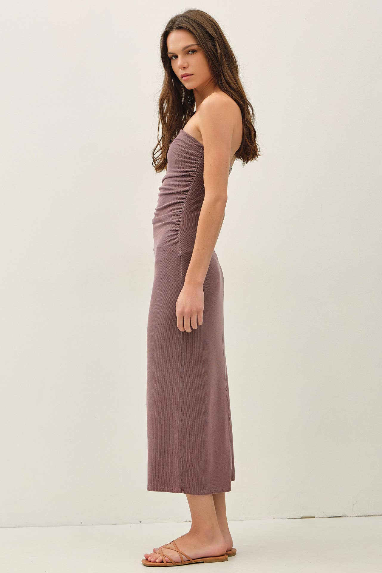 BASIC RIBBED MIDI TUBE DRESS