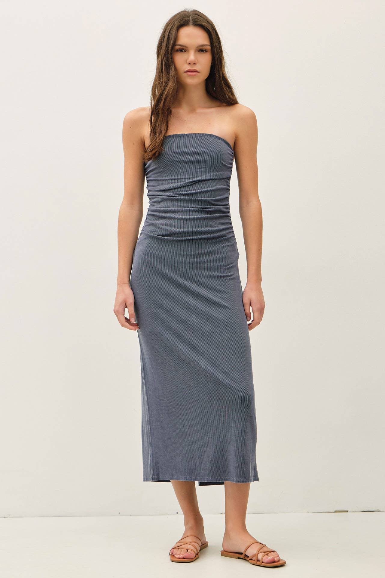 BASIC RIBBED MIDI TUBE DRESS