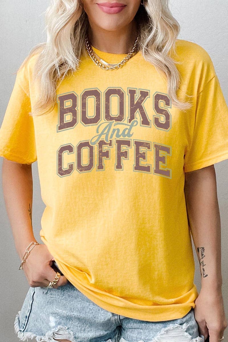 Books and Coffee Graphic Heavy Cotton Tee