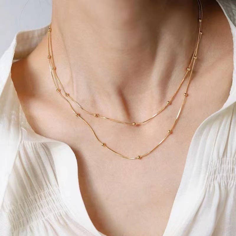 18K STAINLESS STEEL TARNISH FREE LAYERED NECKLACE | 40NK9684