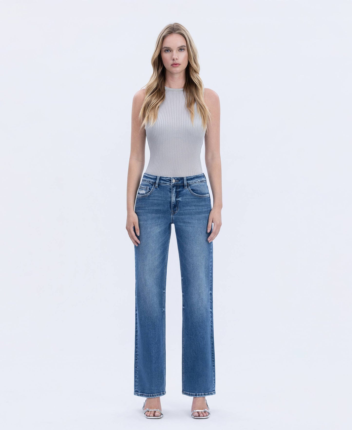 BRANDY HIGH RISE FULL LENGTH SLIM WIDE JEANS T6502