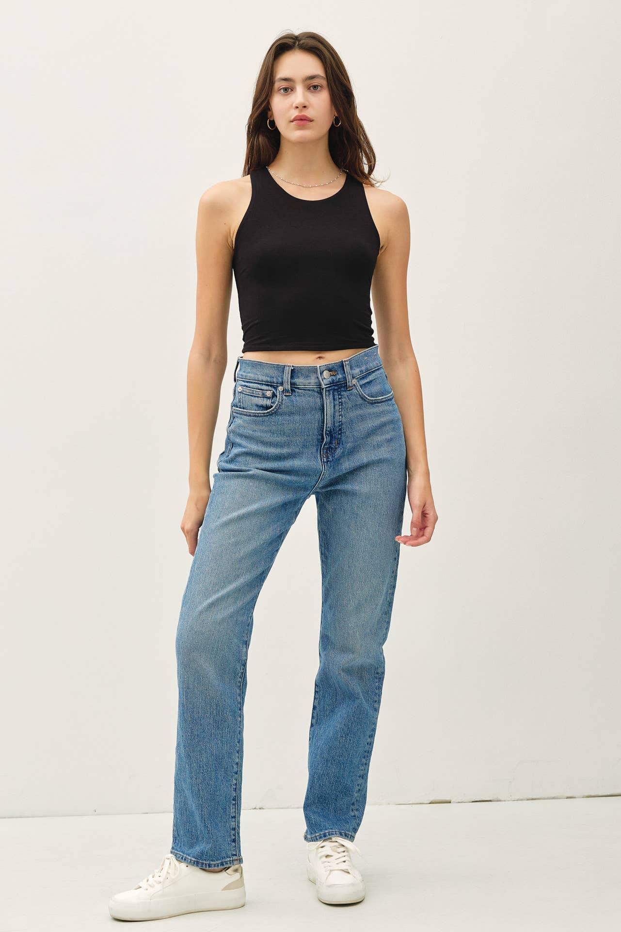 HIGH NECK CROPPED TANK