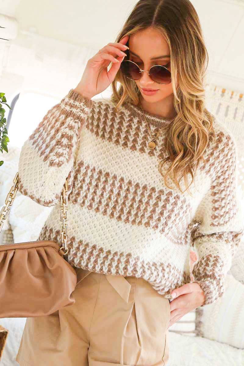 Mocha Color Block Sweater