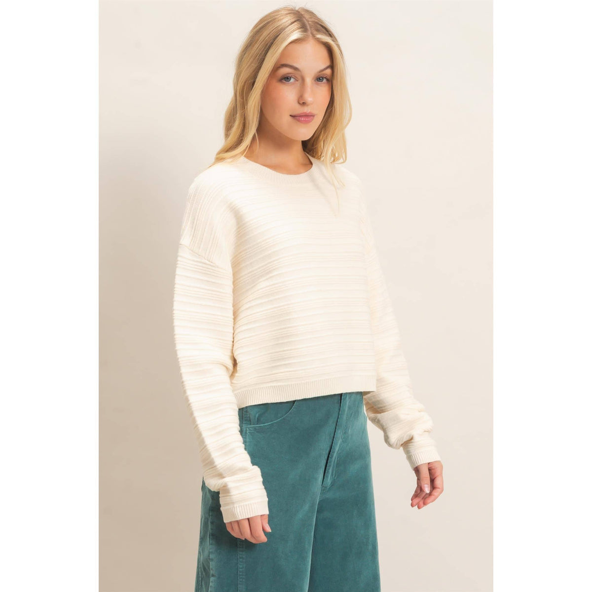 Textured Crew Neck Sweater