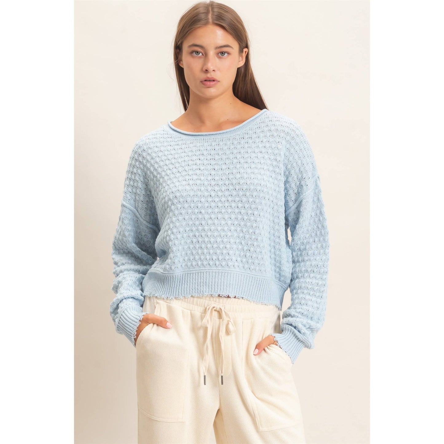 Boat Neck distressed Sweater