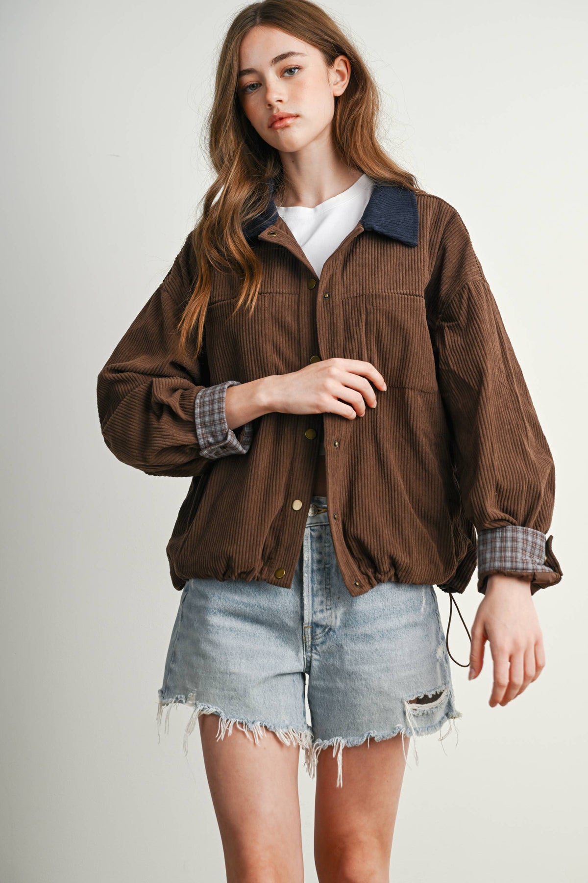 The Hazel Plaid Lined Corduroy Jacket-BMJ8614