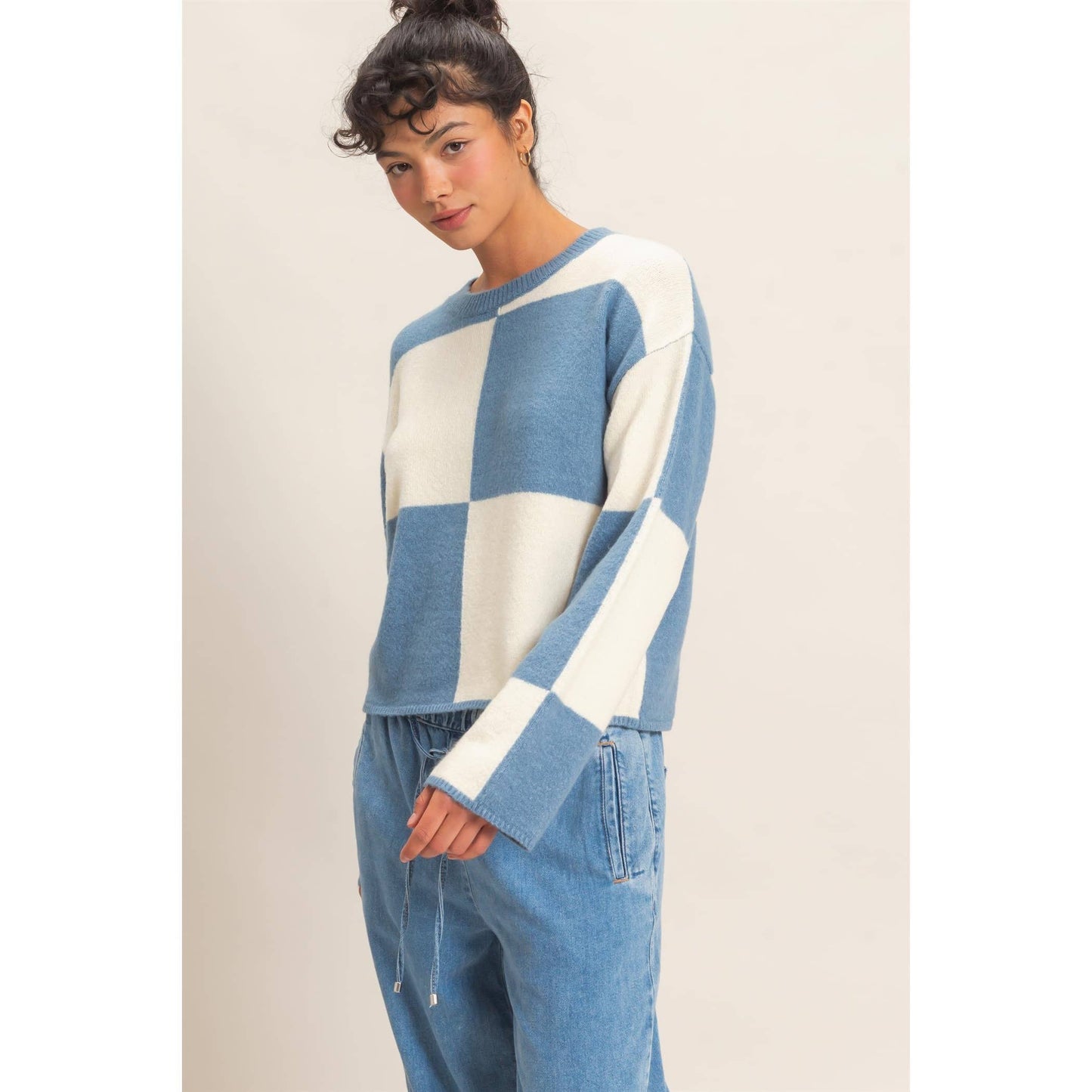Sage Checkered Sweater