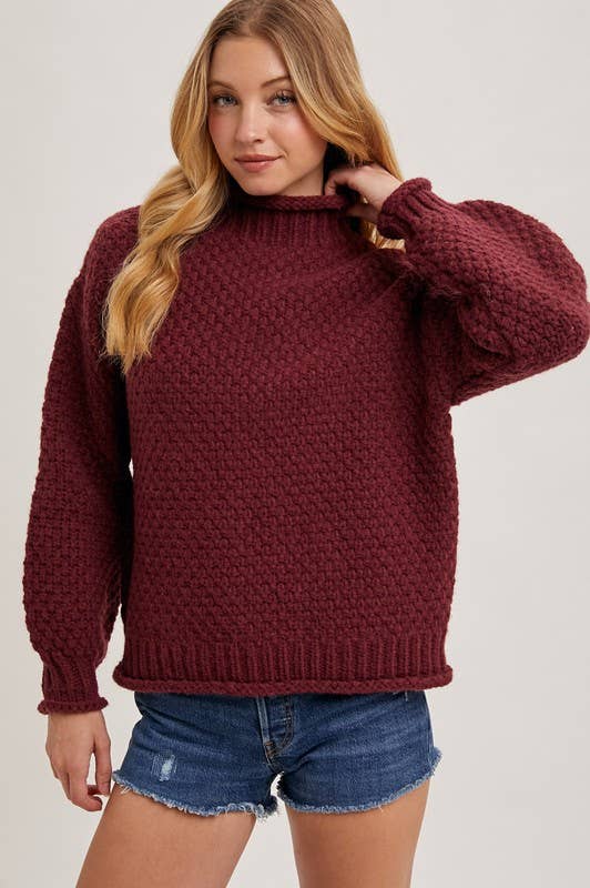 Burgundy mock neck sweater