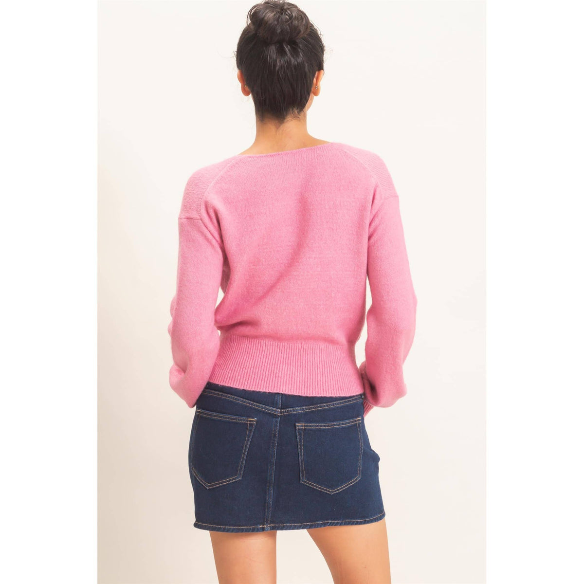 Wrap V Neck Sweater