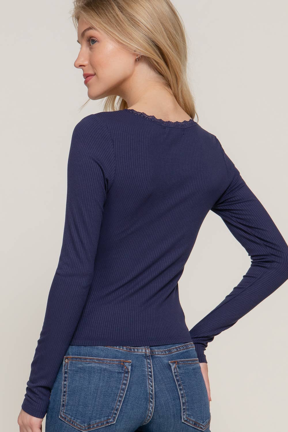 Lace trim long sleeve