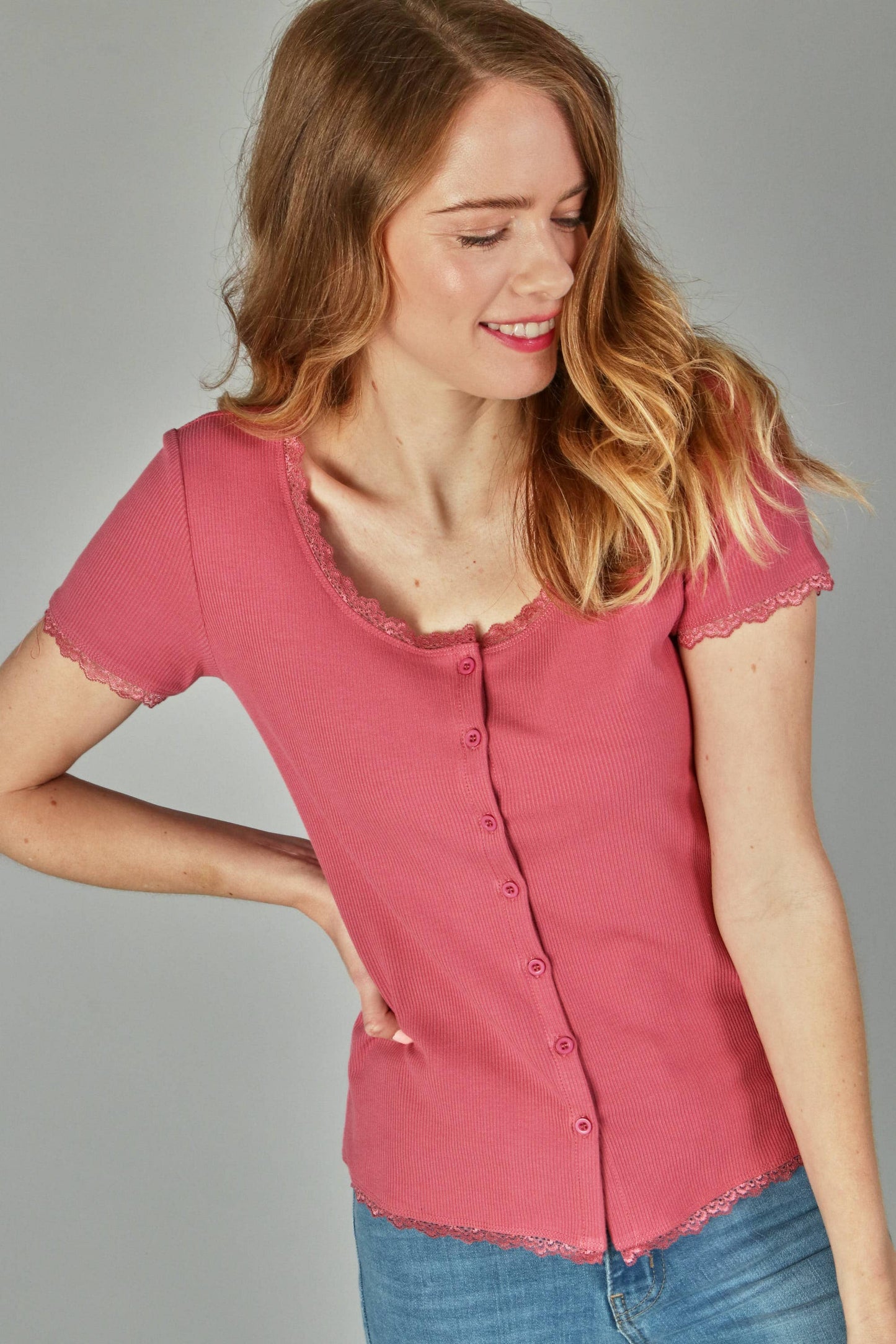 Button lace top