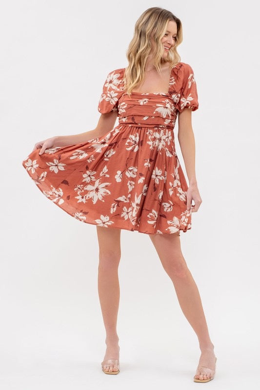 Floral puff sleeve dress