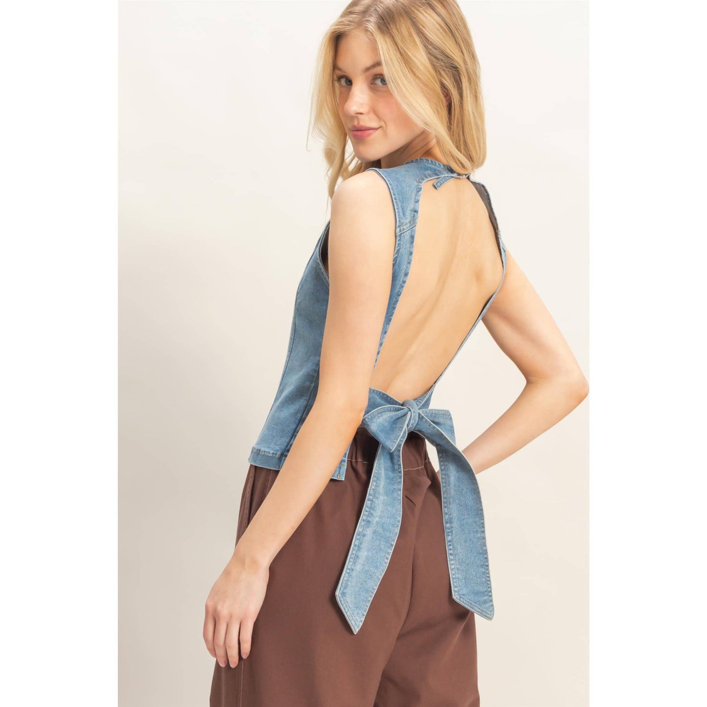 Open back Denim Top