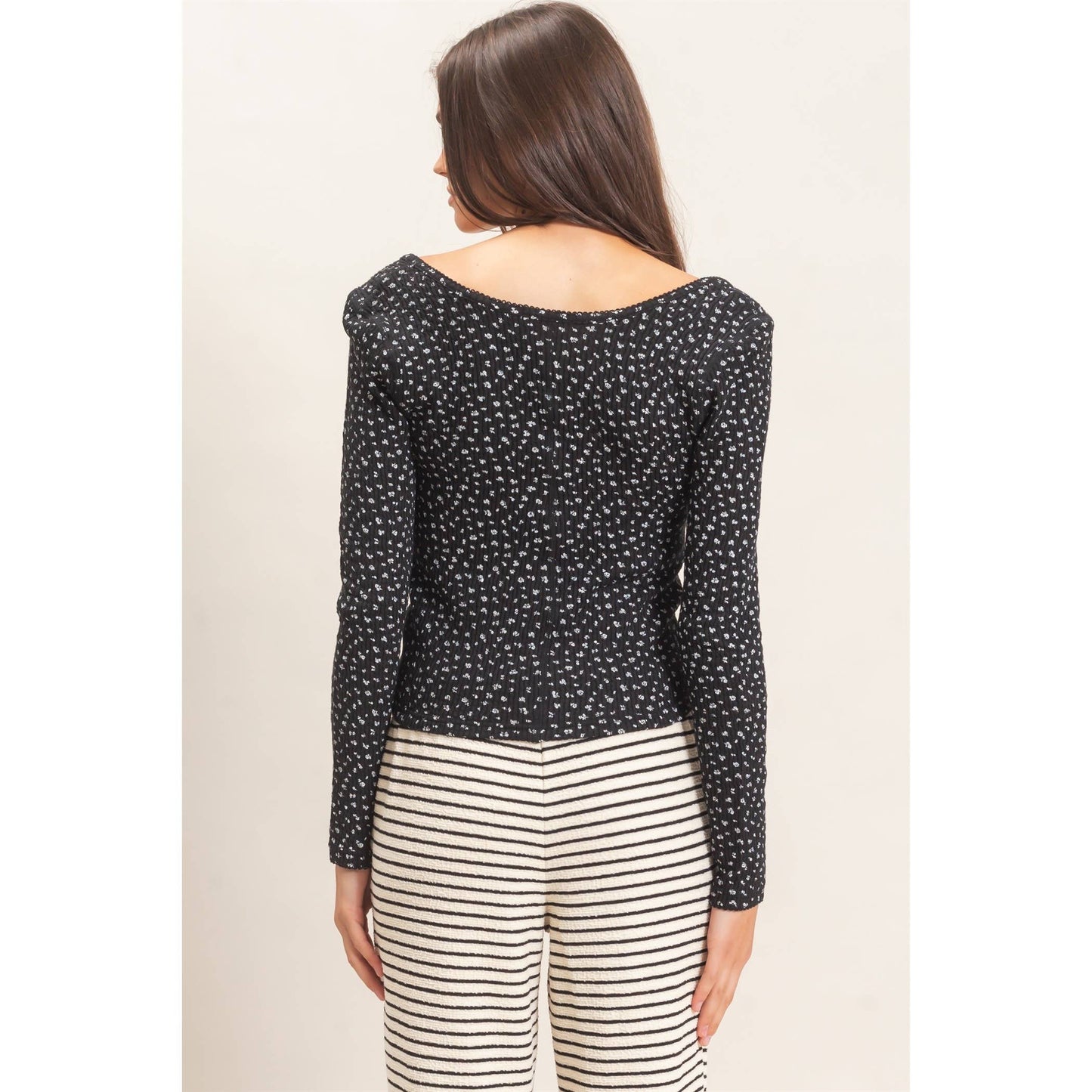 Floral button top