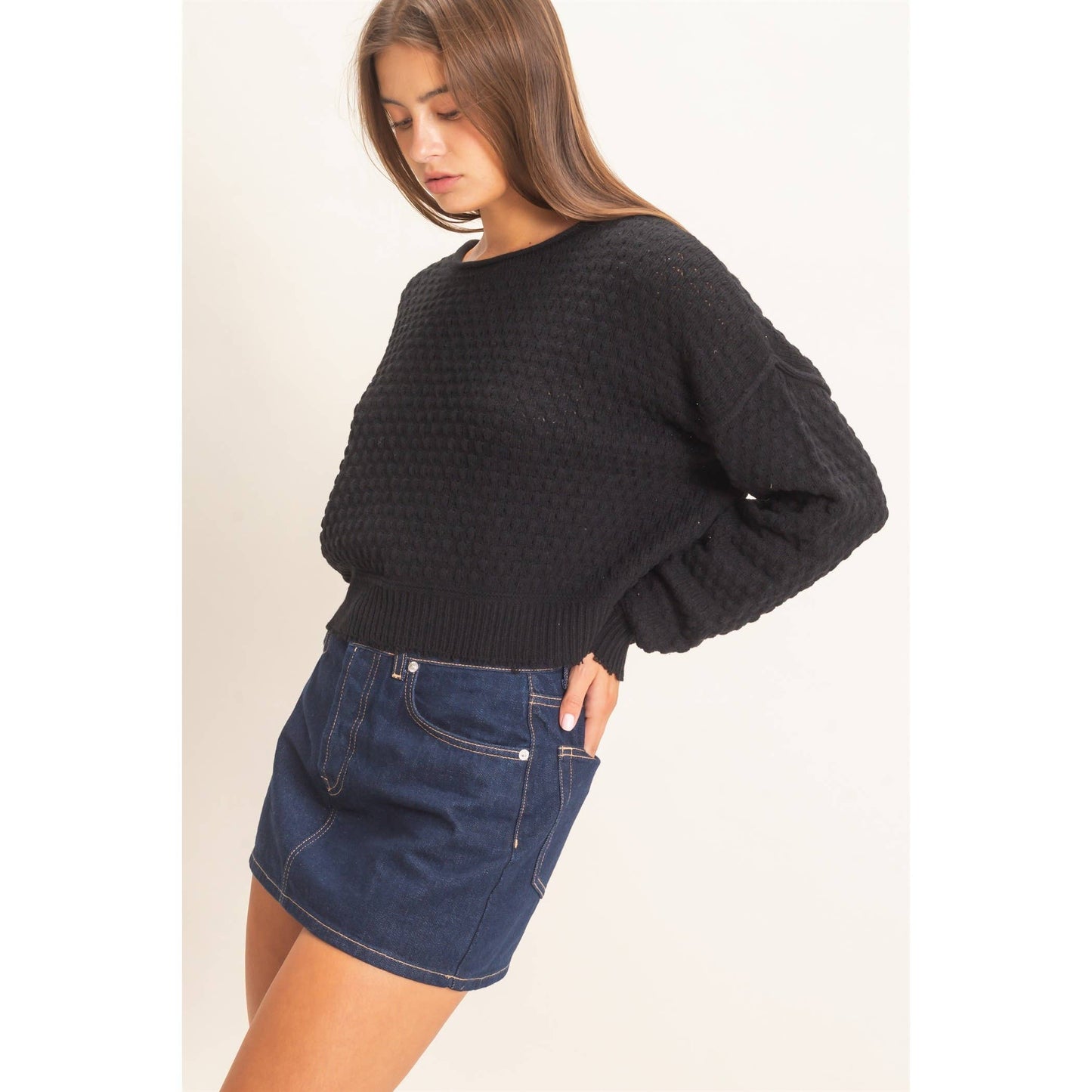Boat Neck distressed Sweater