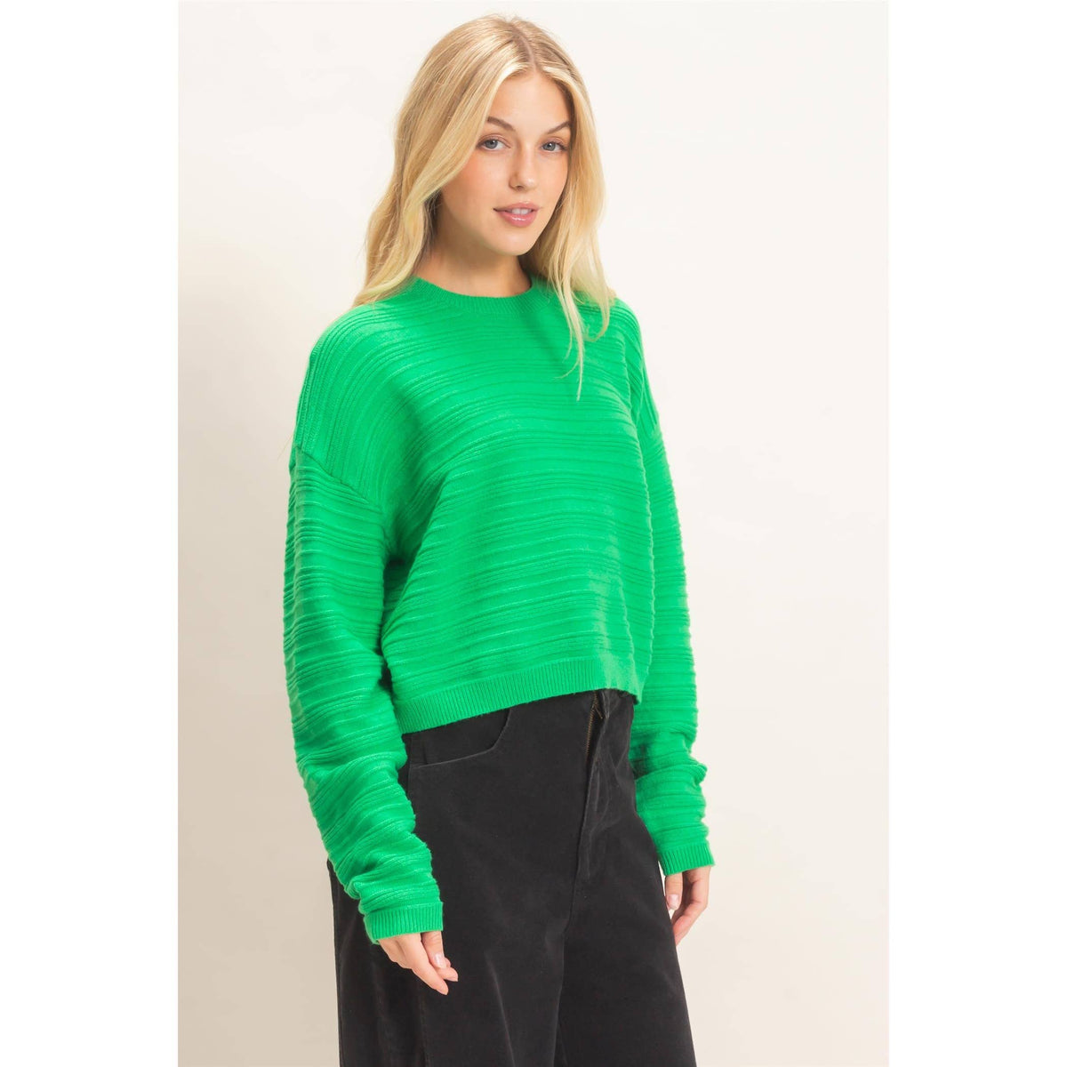Textured Crew Neck Sweater