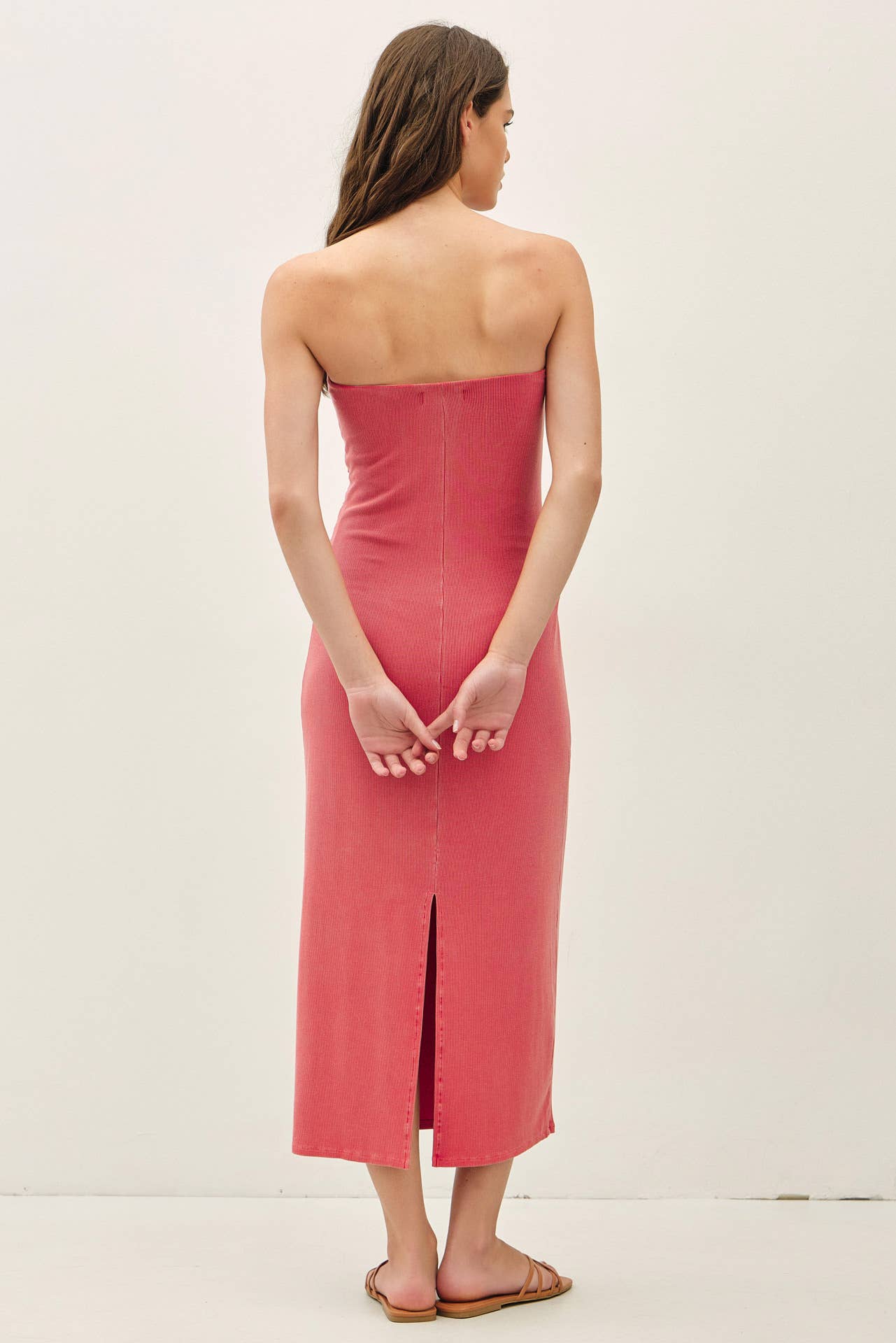 BASIC RIBBED MIDI TUBE DRESS