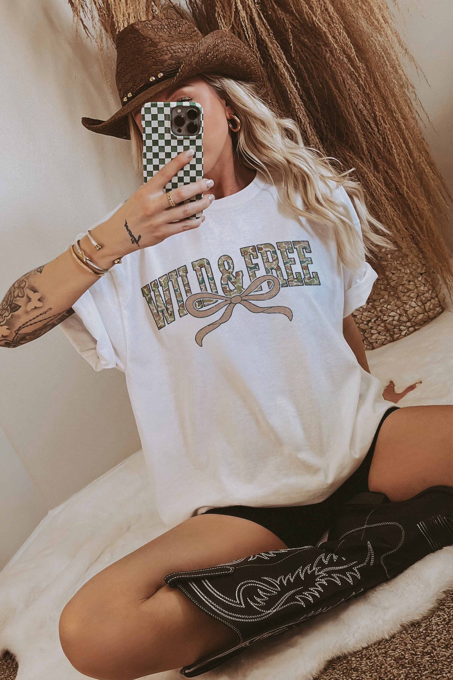 WILD FREE BOW OVERSIZED TEE
