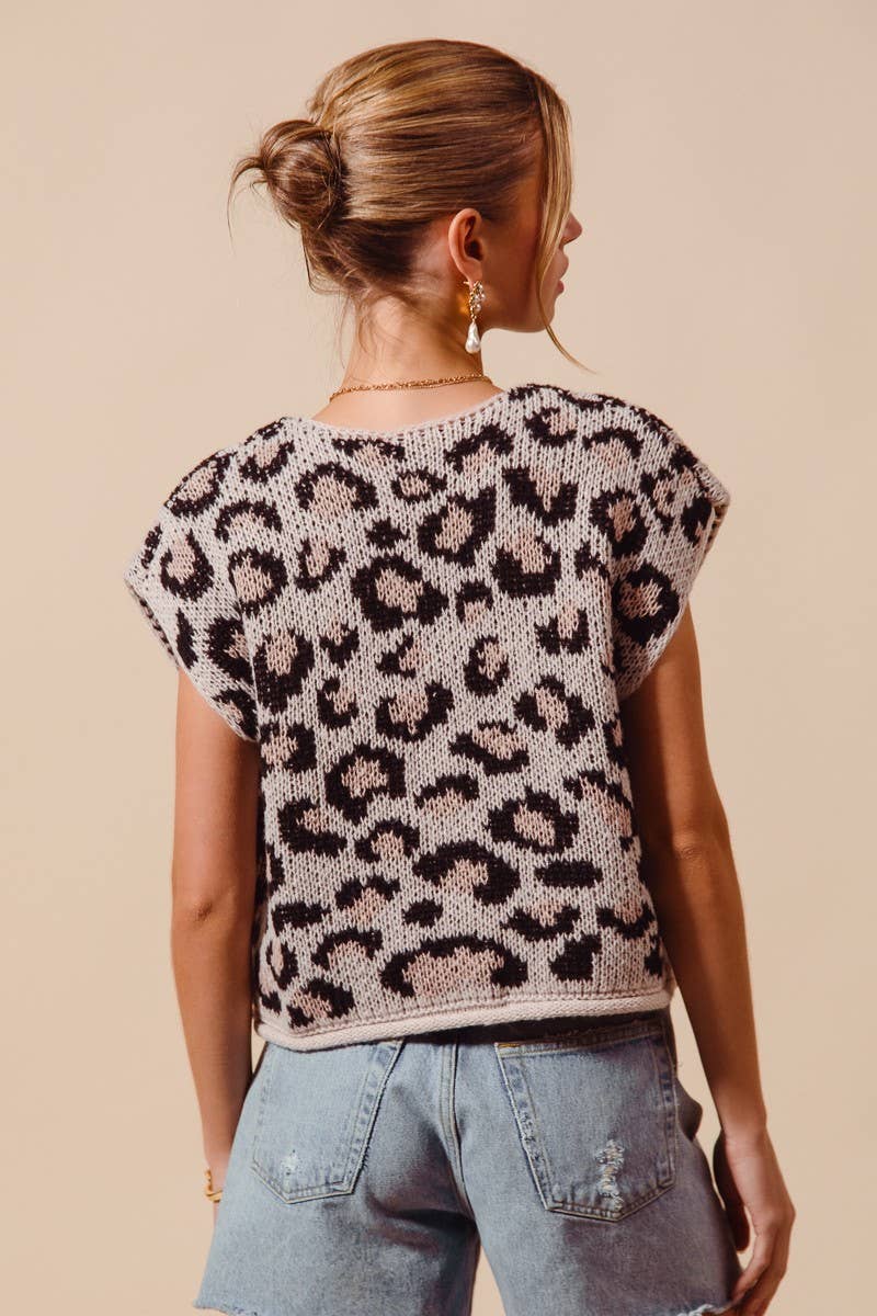 Leopard Sweater Vest Top