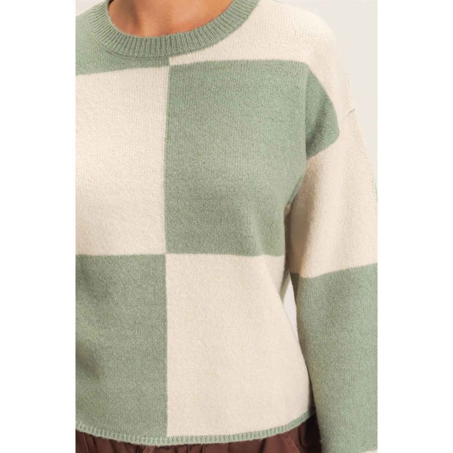Sage Checkered Sweater