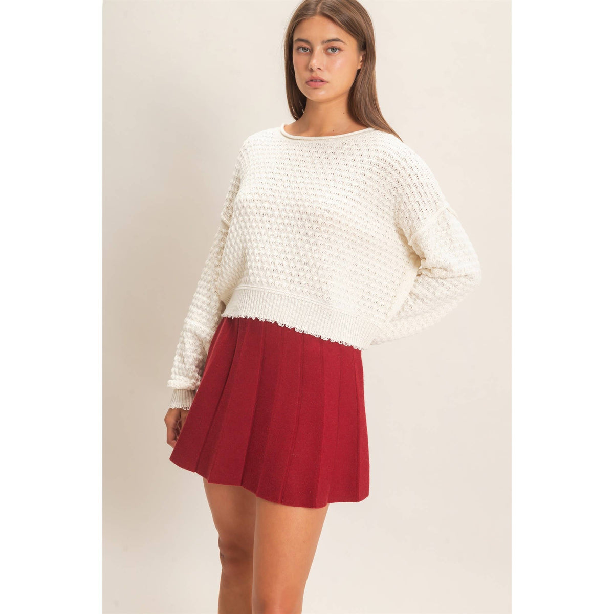 Boat Neck distressed Sweater