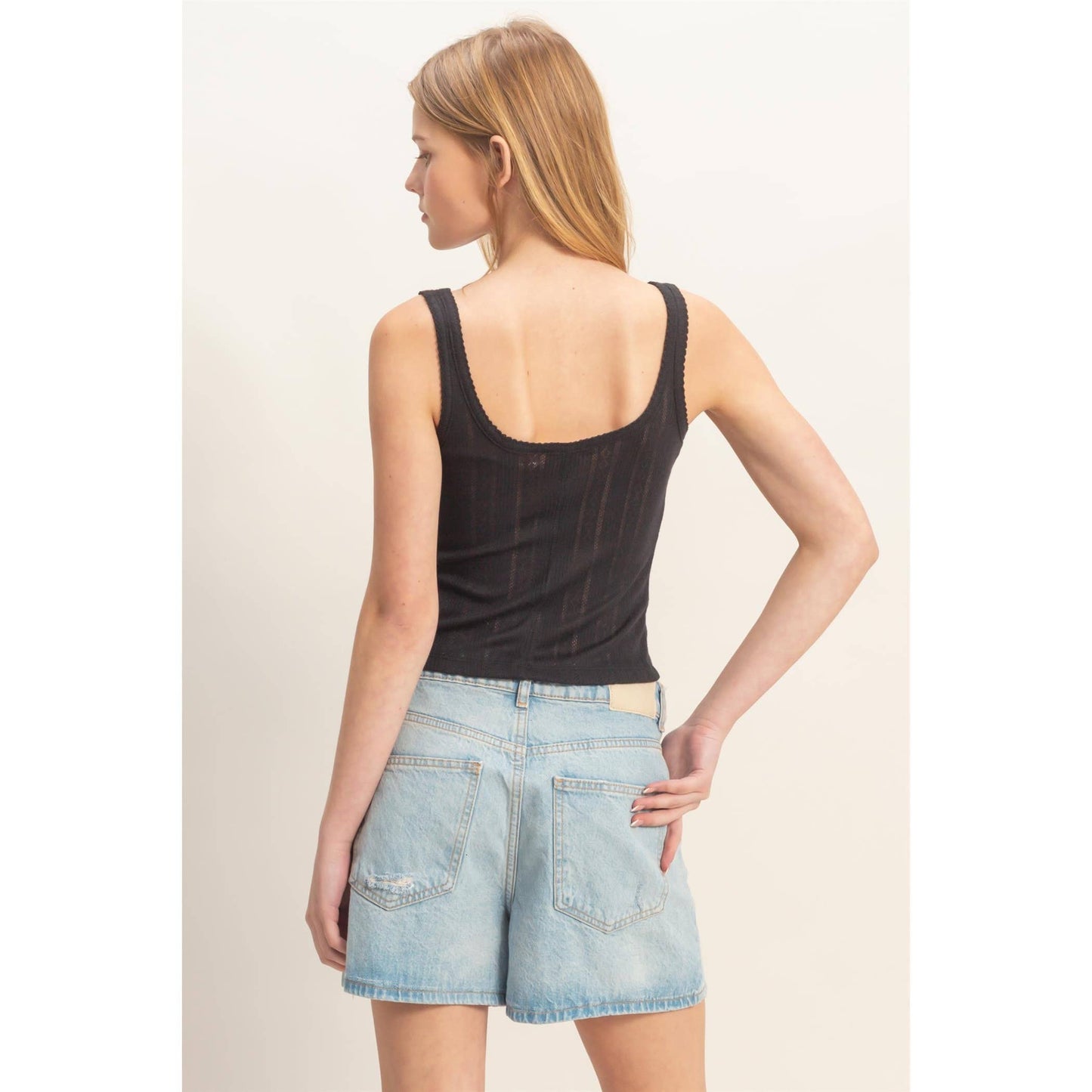 Button Front Ribbed Tank Top