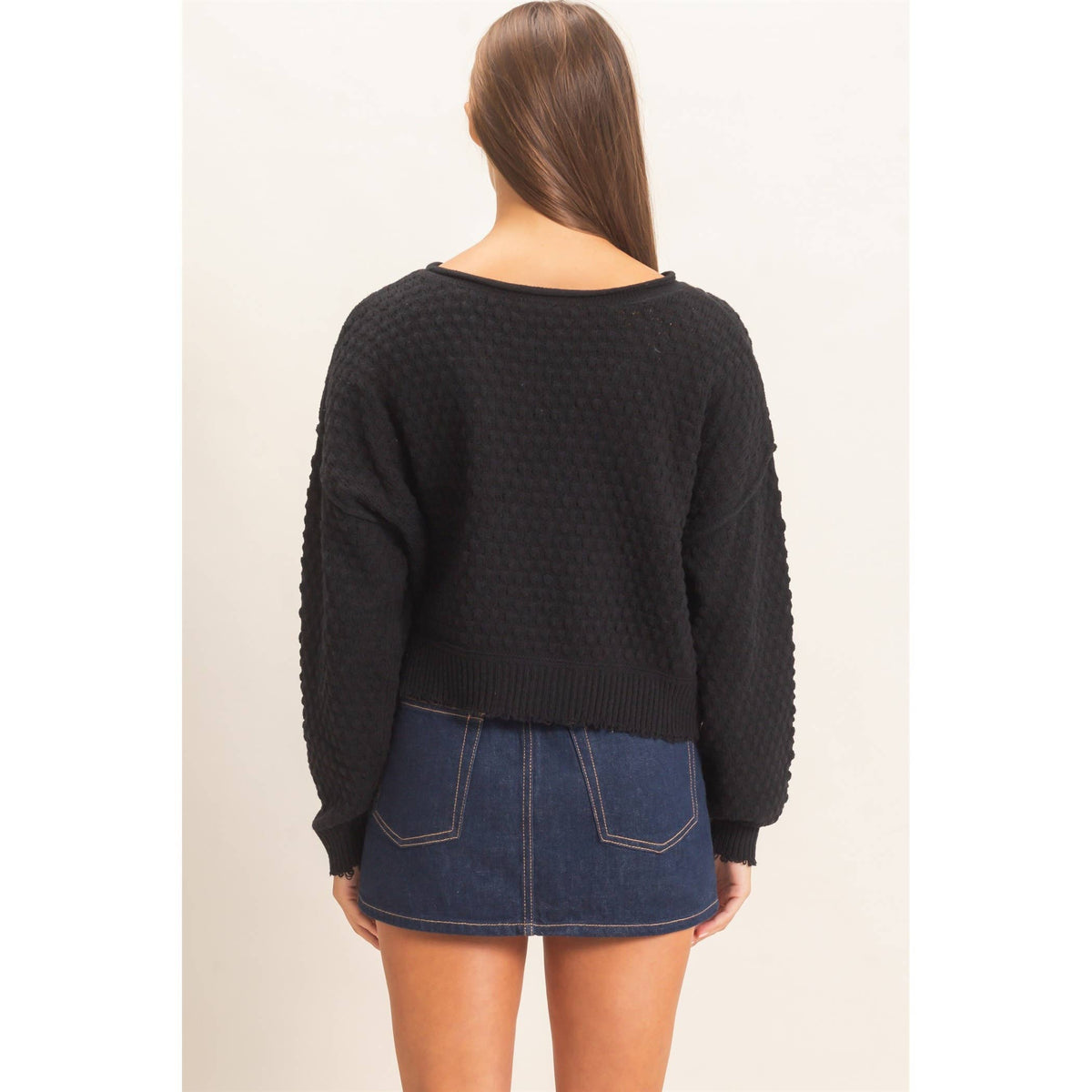 Boat Neck distressed Sweater