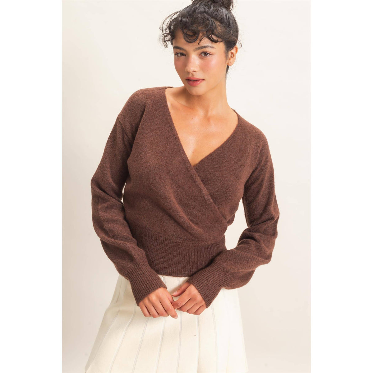 Wrap V Neck Sweater