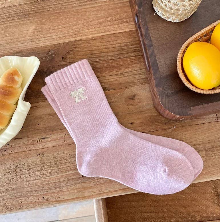 WOMAN RIBBED BOW KNOT SOCKS | 40S02074