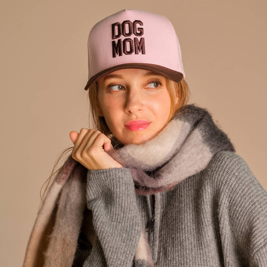 DOG MOM Embroidered Two Tone Trucker Cap