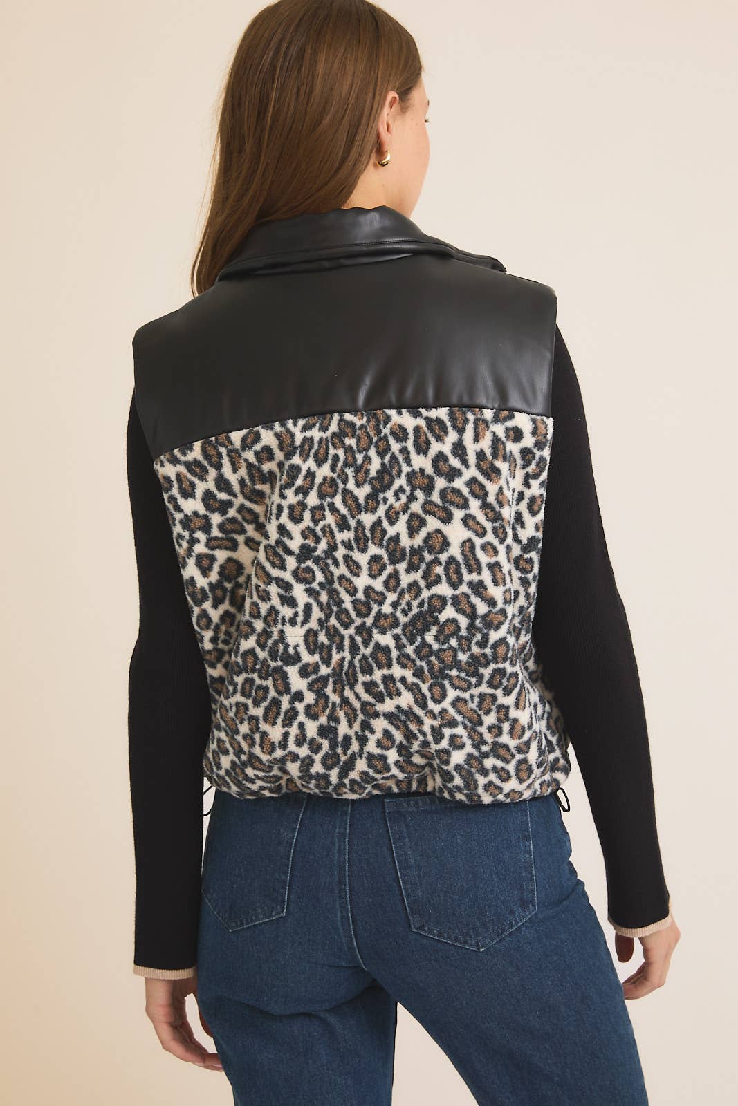 Leopard pleather vest